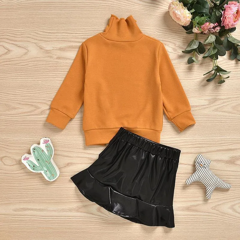 2-piece Decorative Buttons Sweatshirt & Skirt for Toddler Girl