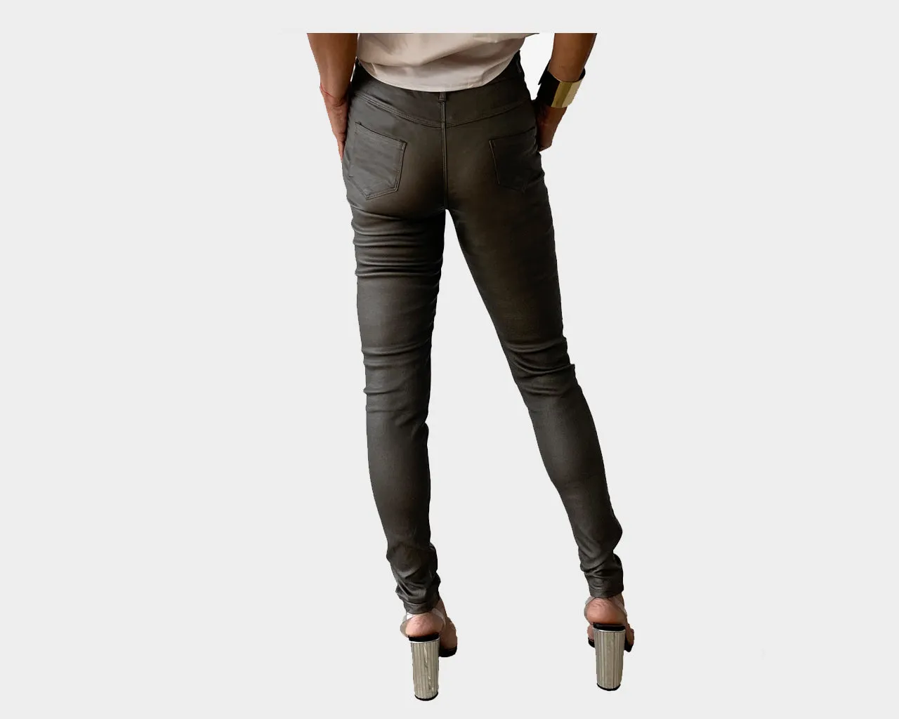2 Sand Rust Subtle Metallic Vegan stretch jeans - The Milano