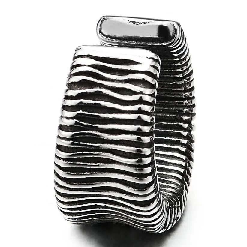 2pcs Grooved Stripes Ear Cuff Ear Clip Non-Piercing Stainless Steel Clip On Earrings Men Women