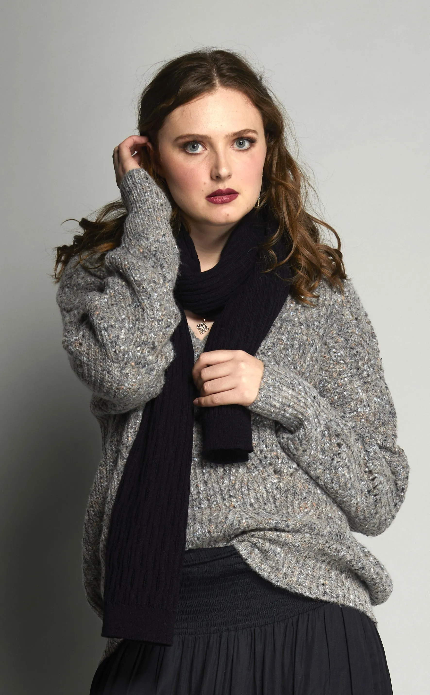 3046 - Softly Scarf - Dark Ink ; LAST ONE