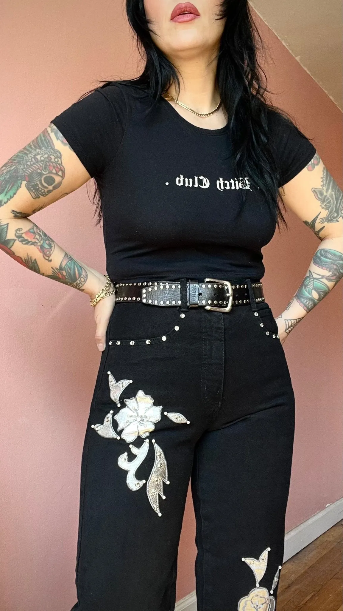 80s High Waisted Studded Jeans