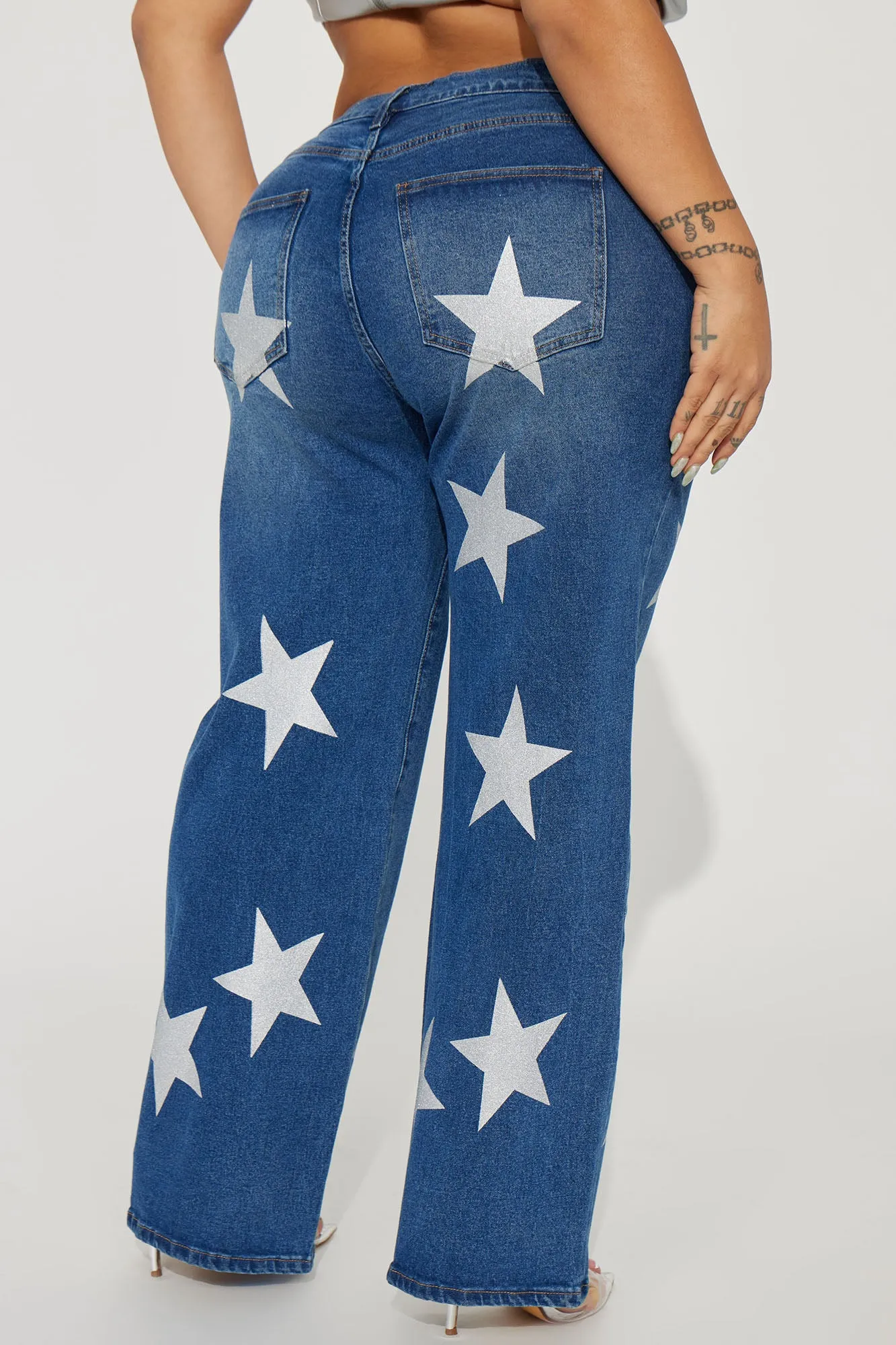 A Star Is Rising Baggy Stretch Jeans - Dark Wash