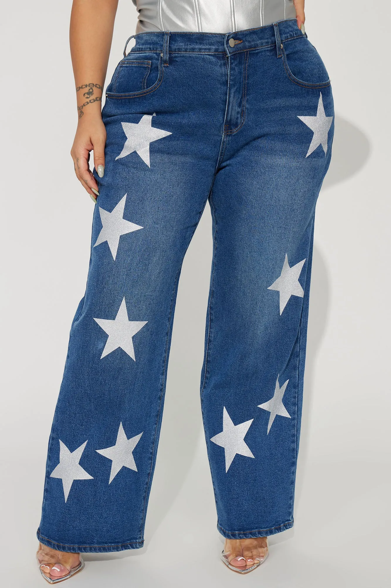 A Star Is Rising Baggy Stretch Jeans - Dark Wash