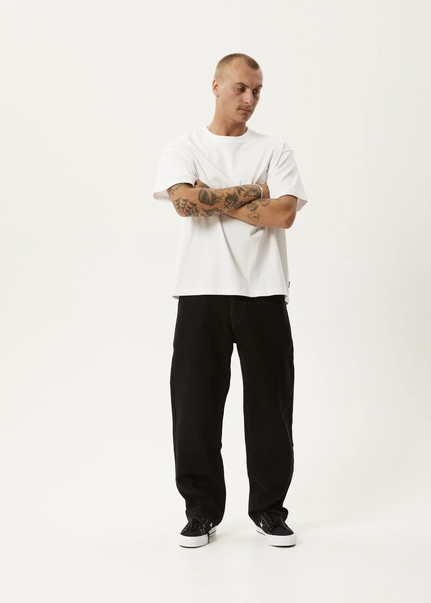 AFENDS Mens Ninety Two's - Denim Relaxed Jeans - Washed Black