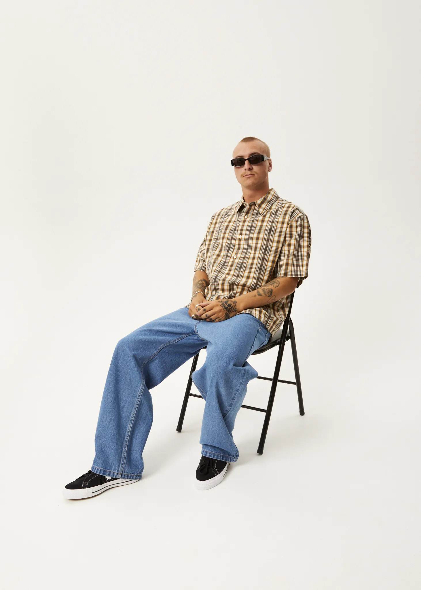 AFENDS Mens Pablo - Denim Baggy Fit Jean - Worn Blue