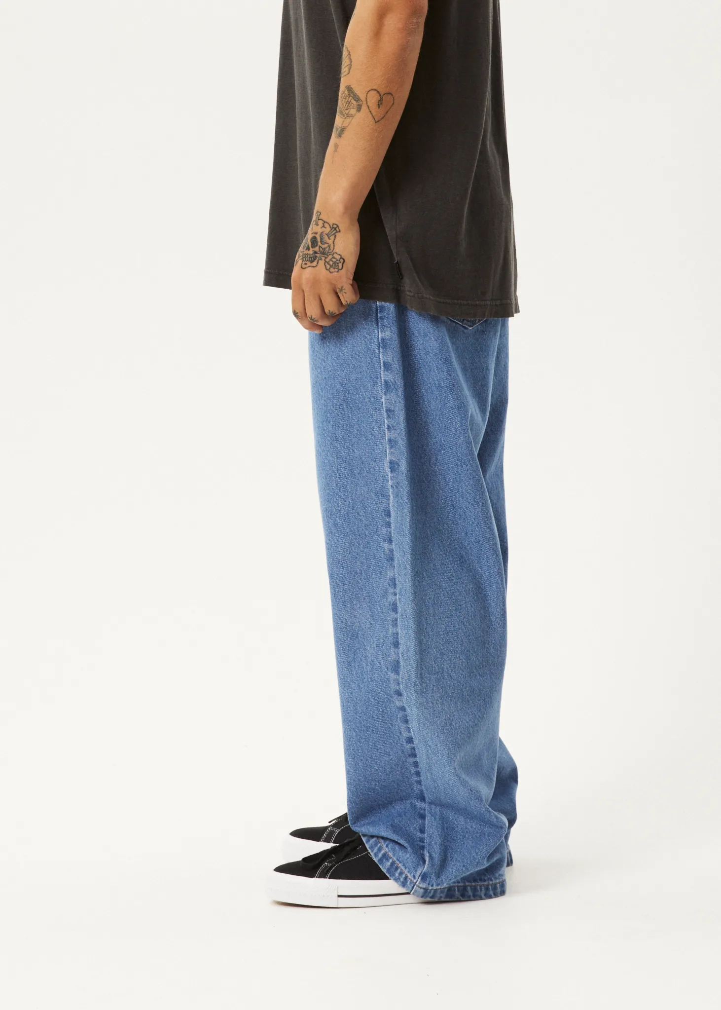 AFENDS Mens Pablo - Denim Baggy Fit Jean - Worn Blue