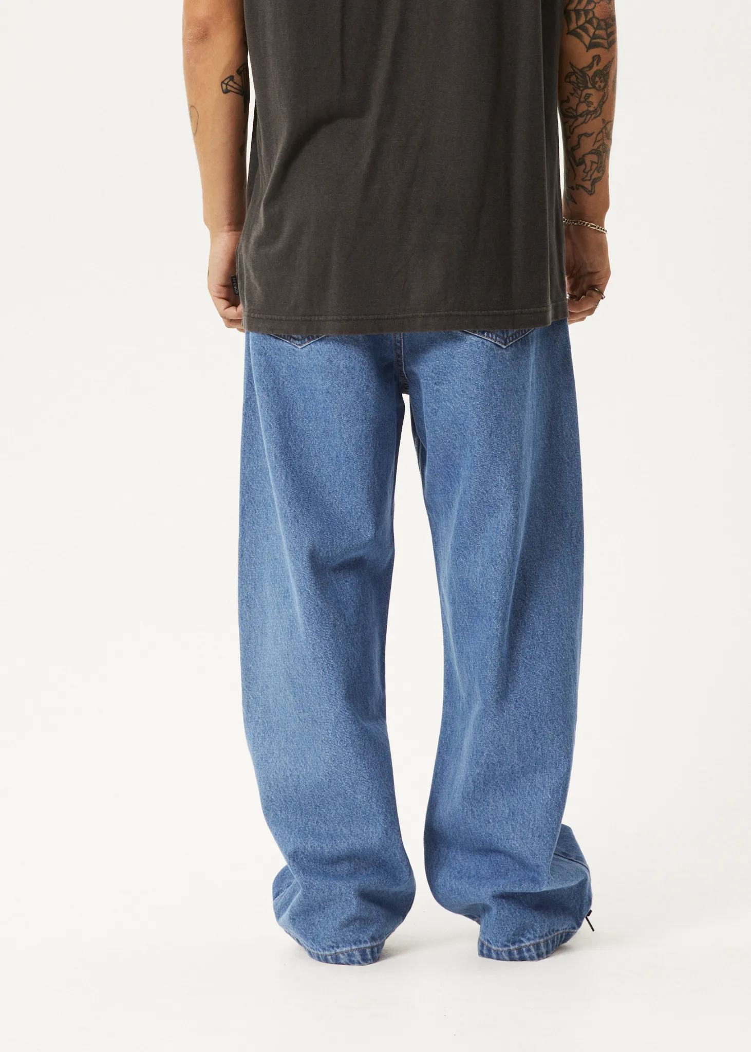 AFENDS Mens Pablo - Denim Baggy Fit Jean - Worn Blue