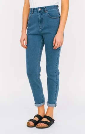 Afends Womens Luckies - Vintage Blue - High Waist Slim Jeans