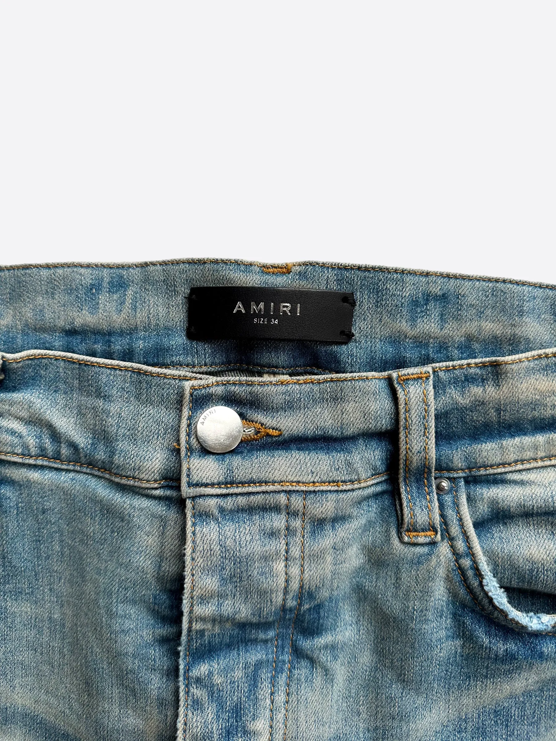 Amiri Blue & Red Plaid MX1 Distressed Jeans