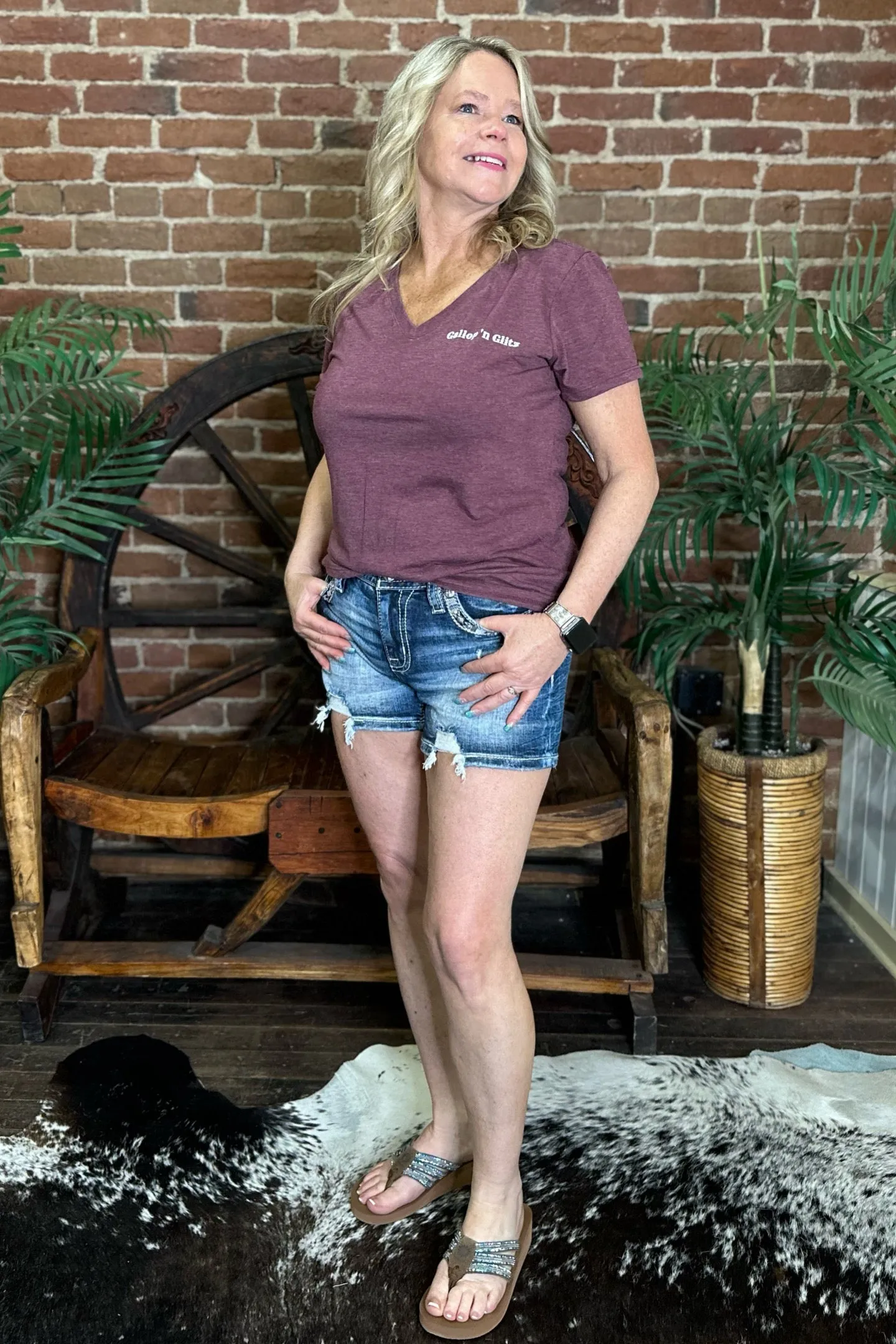 Aztec Border Denim Shorts by Miss Me
