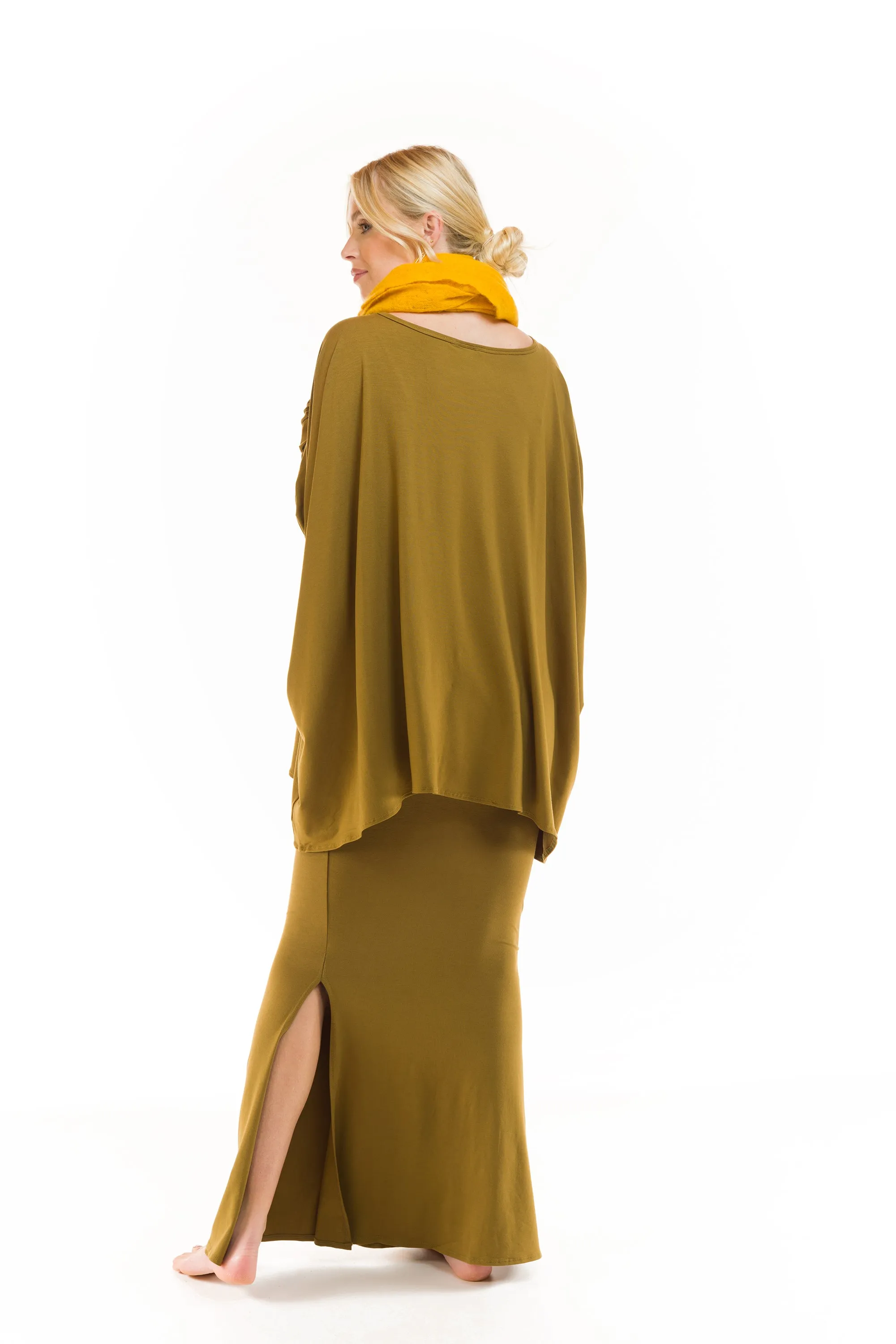 BAMBOO SIDE SLIT SKIRT PISTACHIO