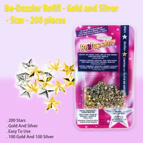 Be-Dazzler Refill Pack – 200 Gold & Silver Star Studs