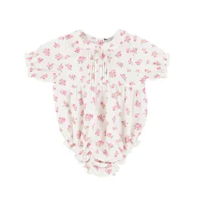 BEBE ORGANIC SOFT PINK FLORAL PETER PAN COLLAR ROMPER