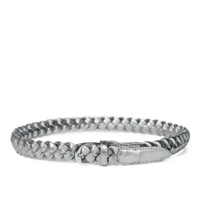 Bell & Fox Arya Woven Leather Belt in Gunmetal Metallic