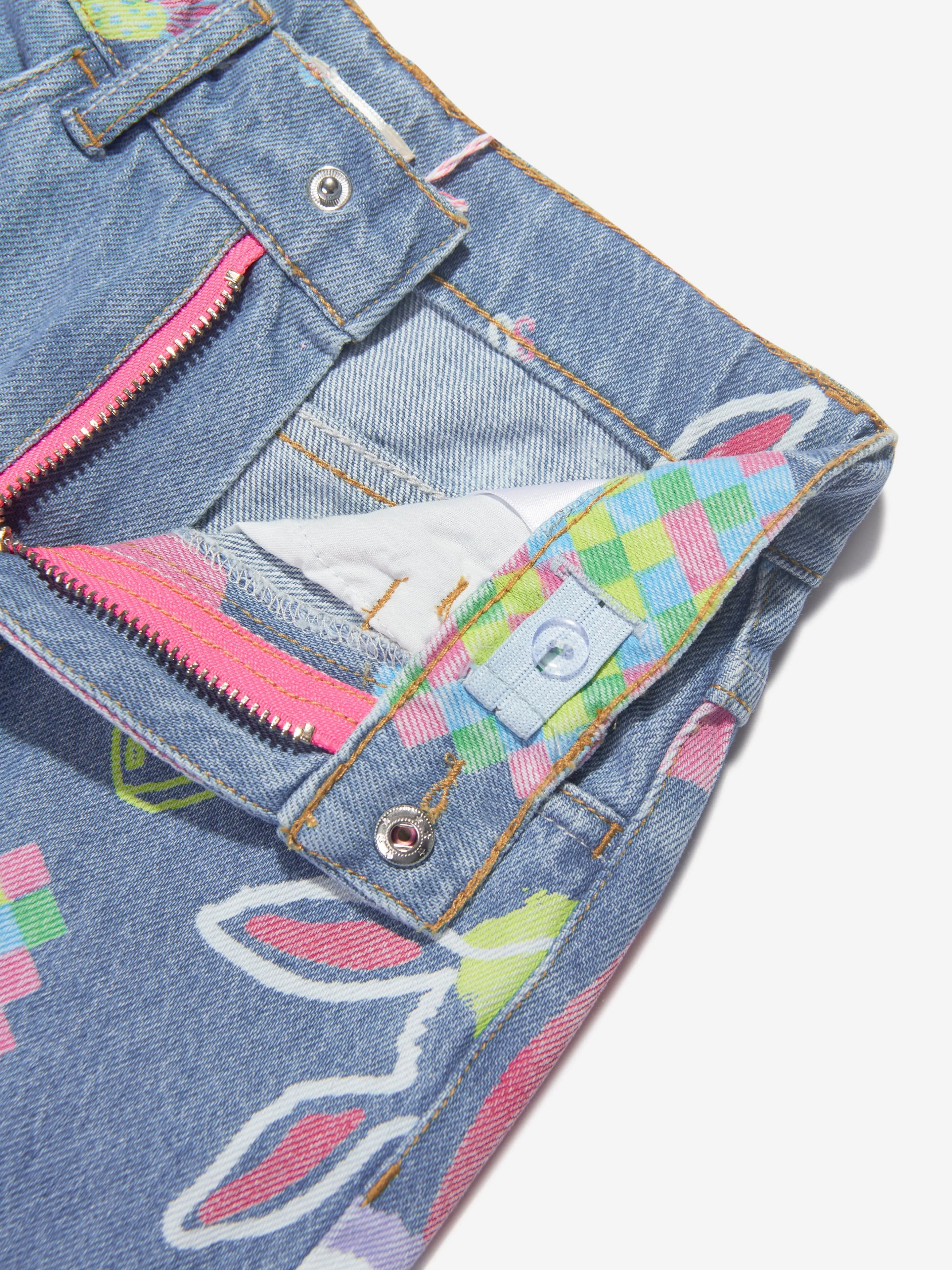 Billieblush Girls Illustrated Mom Fit Jeans in Blue