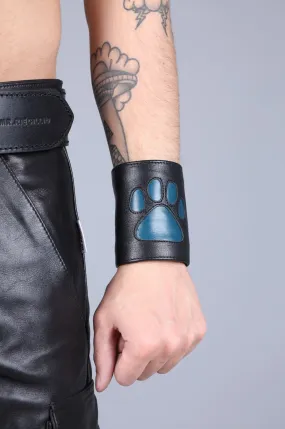 Black Leather Puppy Wrist Wallet - Jeans Blue