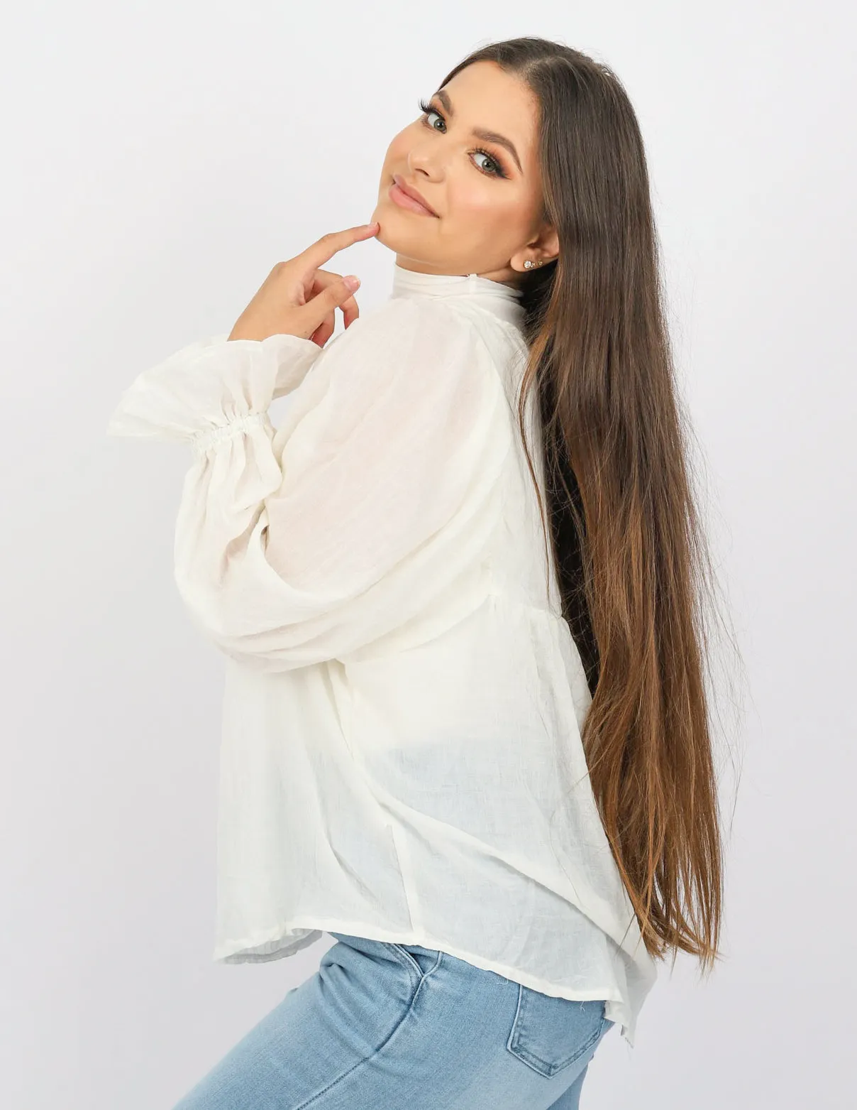 Bow Tie Cotton Blouse