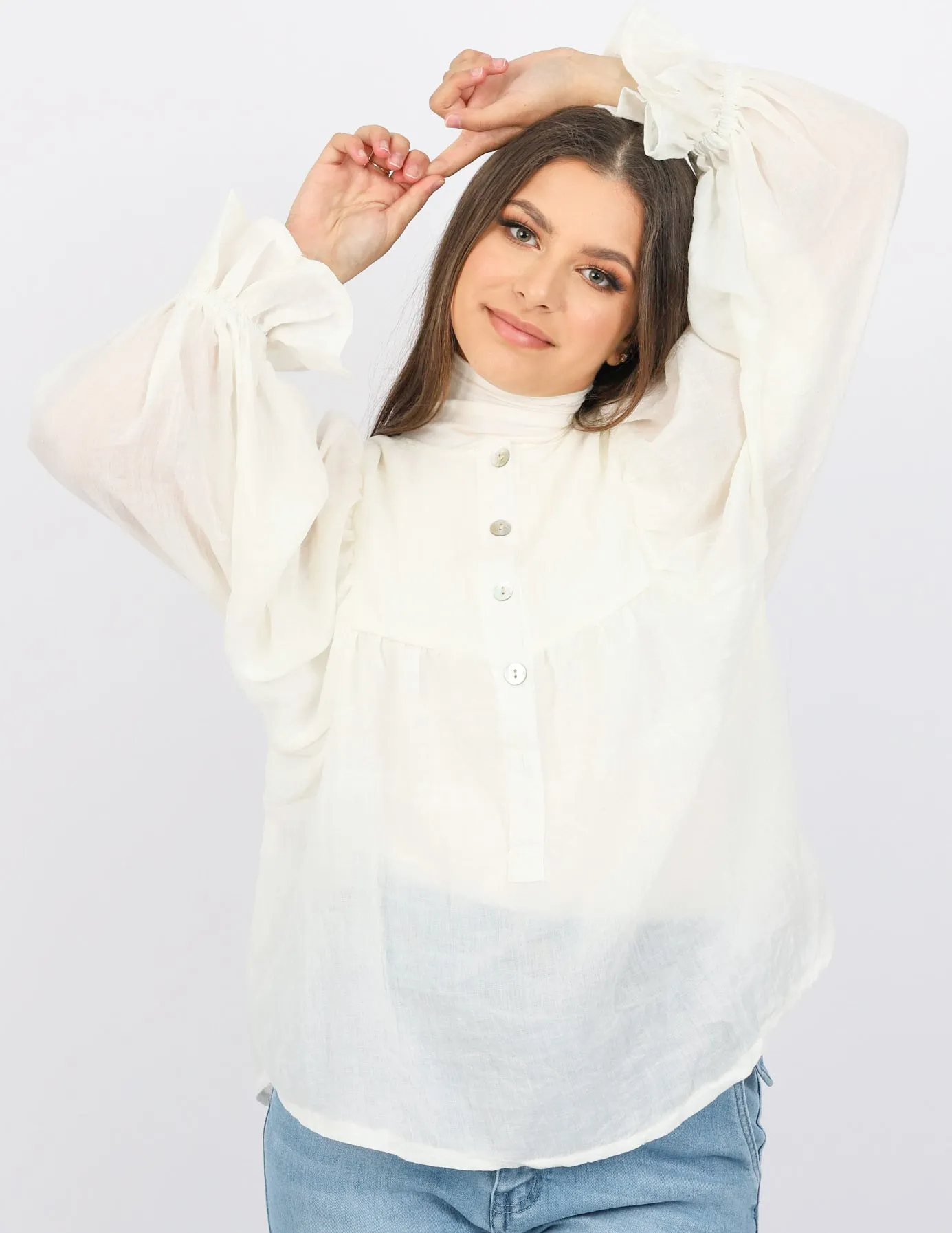 Bow Tie Cotton Blouse