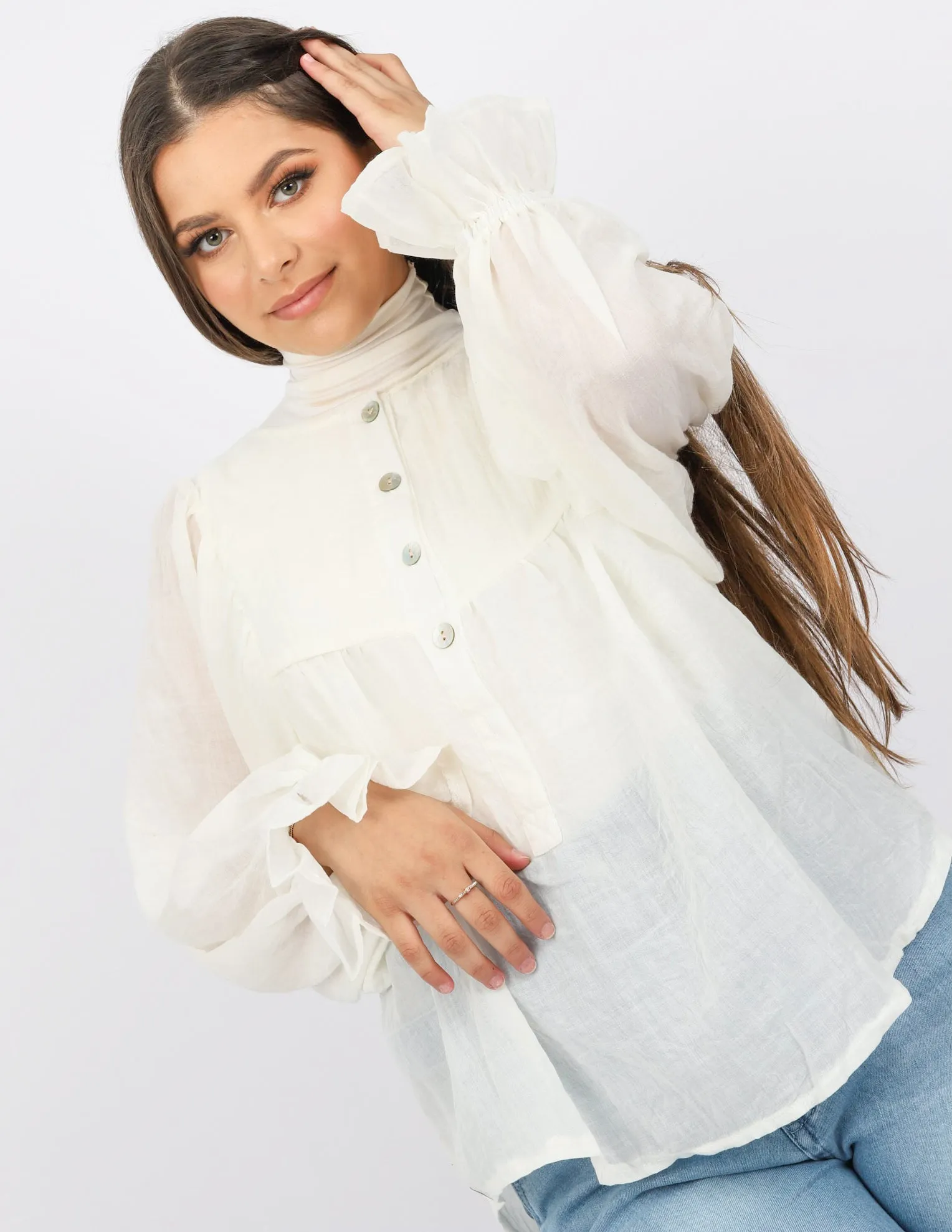 Bow Tie Cotton Blouse