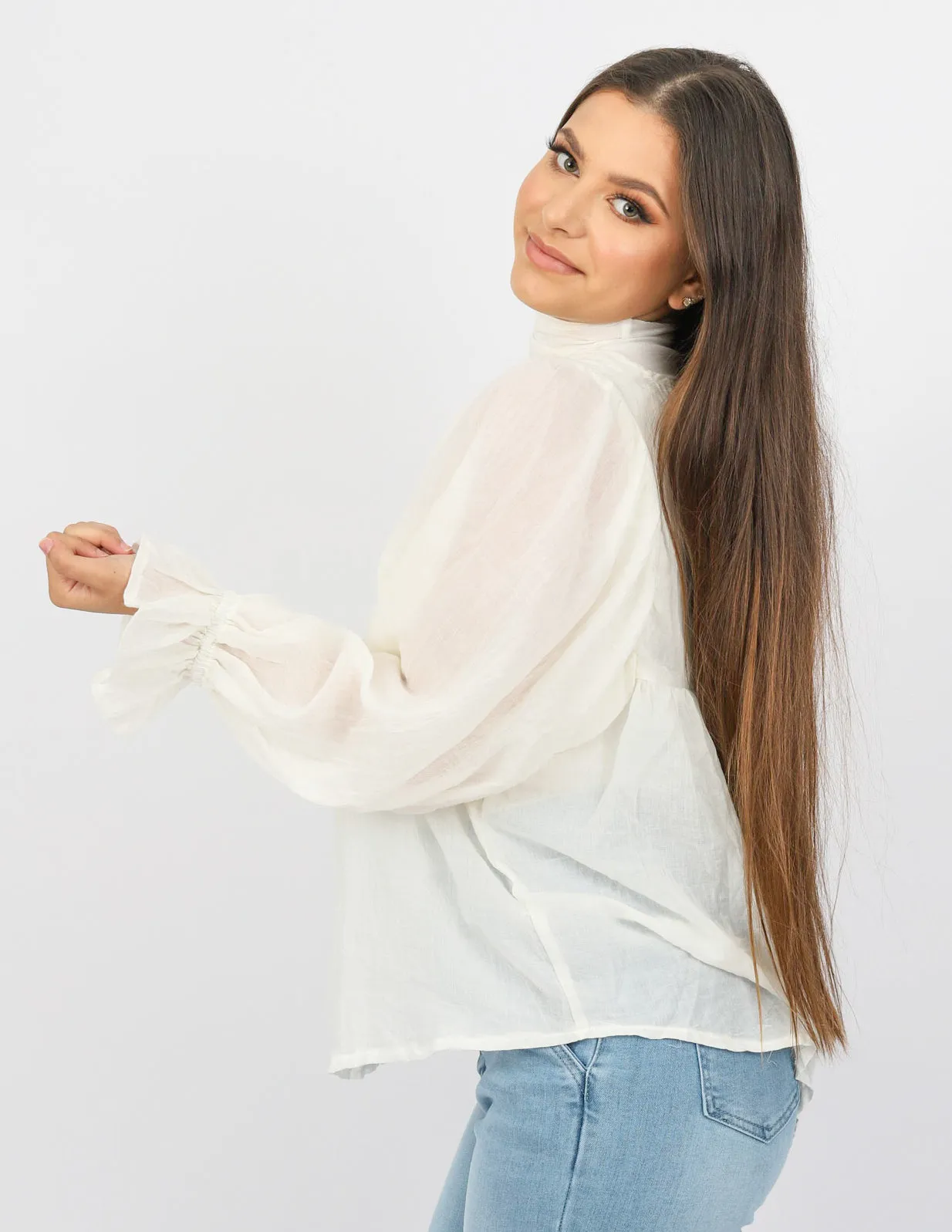Bow Tie Cotton Blouse