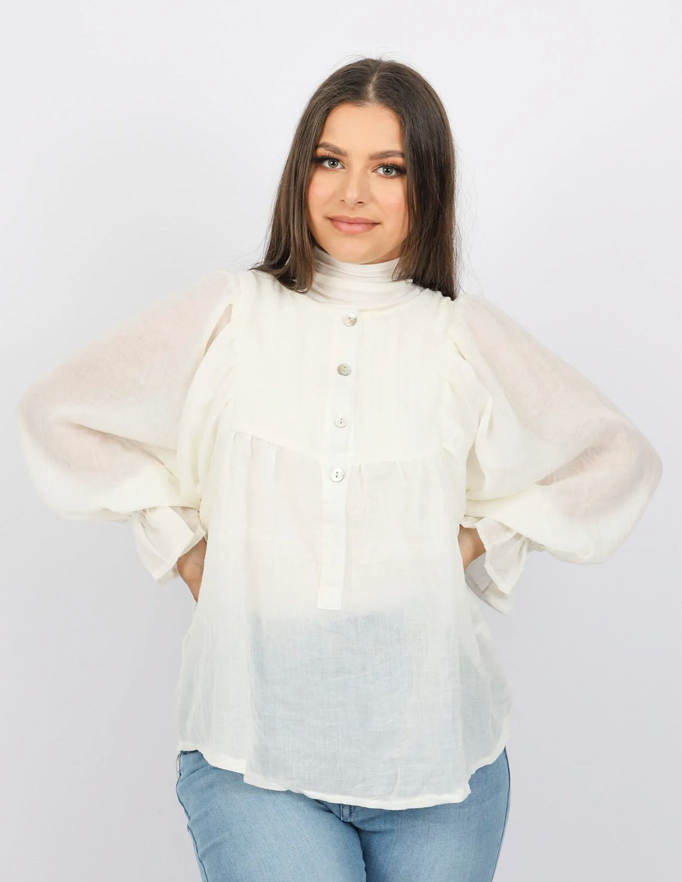 Bow Tie Cotton Blouse