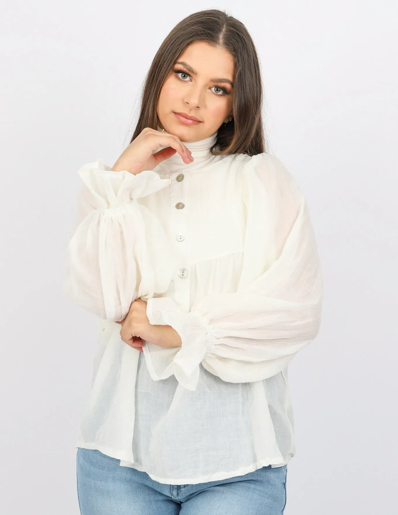 Bow Tie Cotton Blouse