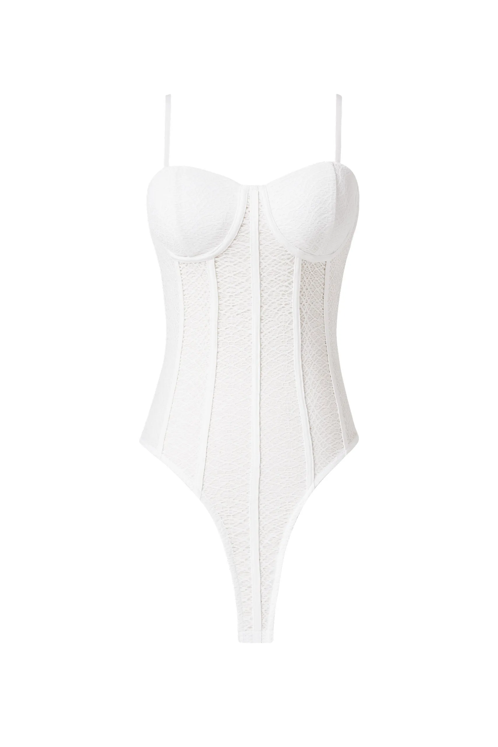 Burning Up White Lace Corset Bodysuit