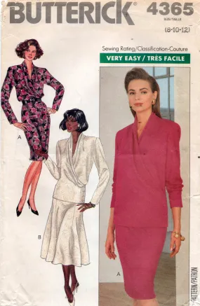 Butterick 4365 Womens Low Draped Evening Wrap Top & Skirt 1980s Vintage Sewing Pattern Size 8 - 12
