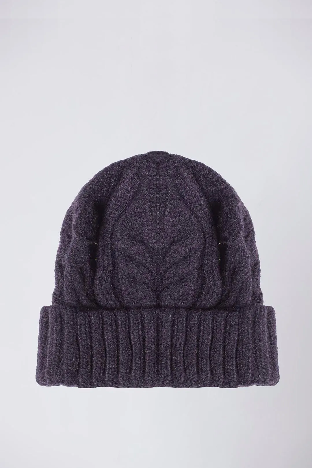 Cable knit beanie with logo label
