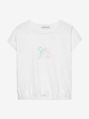 Calvin Klein Girls Gradient Flock Boxy T-Shirt in White