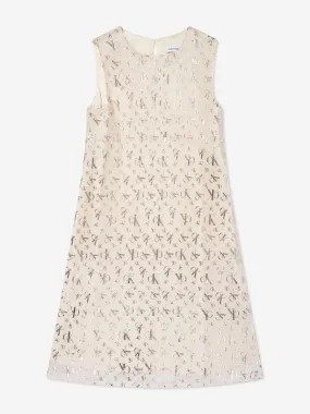 Calvin Klein Girls Metallic AOP Dress in Beige
