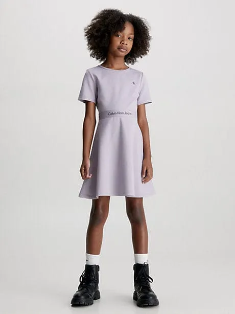 Calvin Klein Girls Punto Tape Dress in Lilac