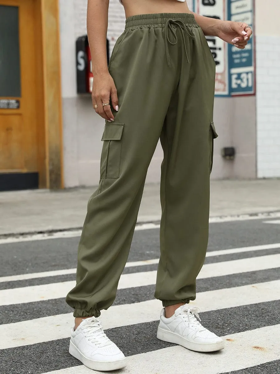 Cargo Pants with Elastic Waist, Side Pockets