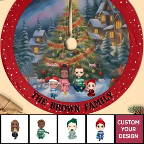 Cherish In Snow  Christmas Family Personalized Pencil Tree Skirt