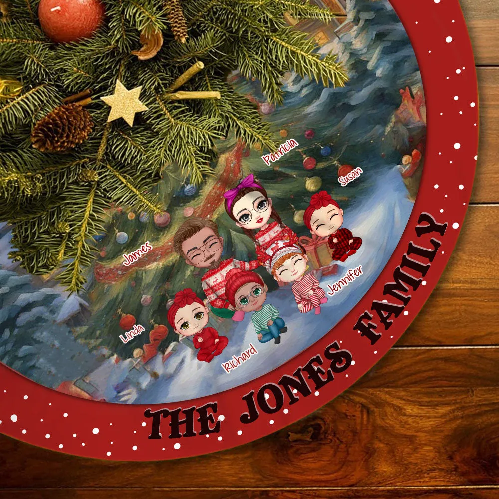 Cherish In Snow  Christmas Family Personalized Pencil Tree Skirt