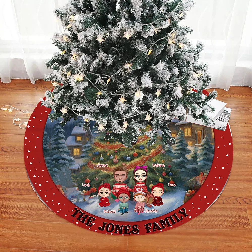 Cherish In Snow  Christmas Family Personalized Pencil Tree Skirt