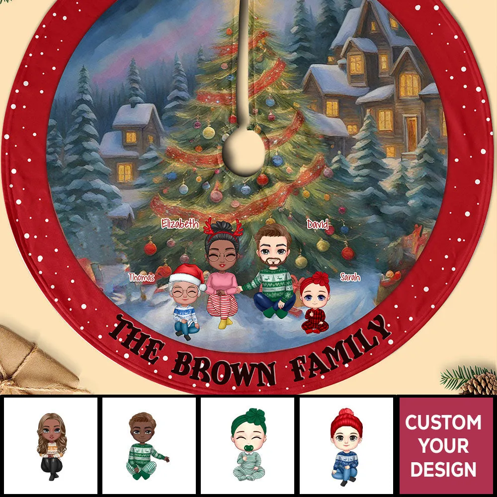 Cherish In Snow  Christmas Family Personalized Pencil Tree Skirt