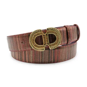 Chili Pepper Metallic Honeycomb Crystal Interlock Belt