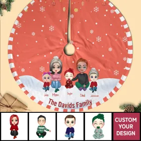 Colorful X-mas Weather For Family Personalized Christmas Pencil Tree Skirt