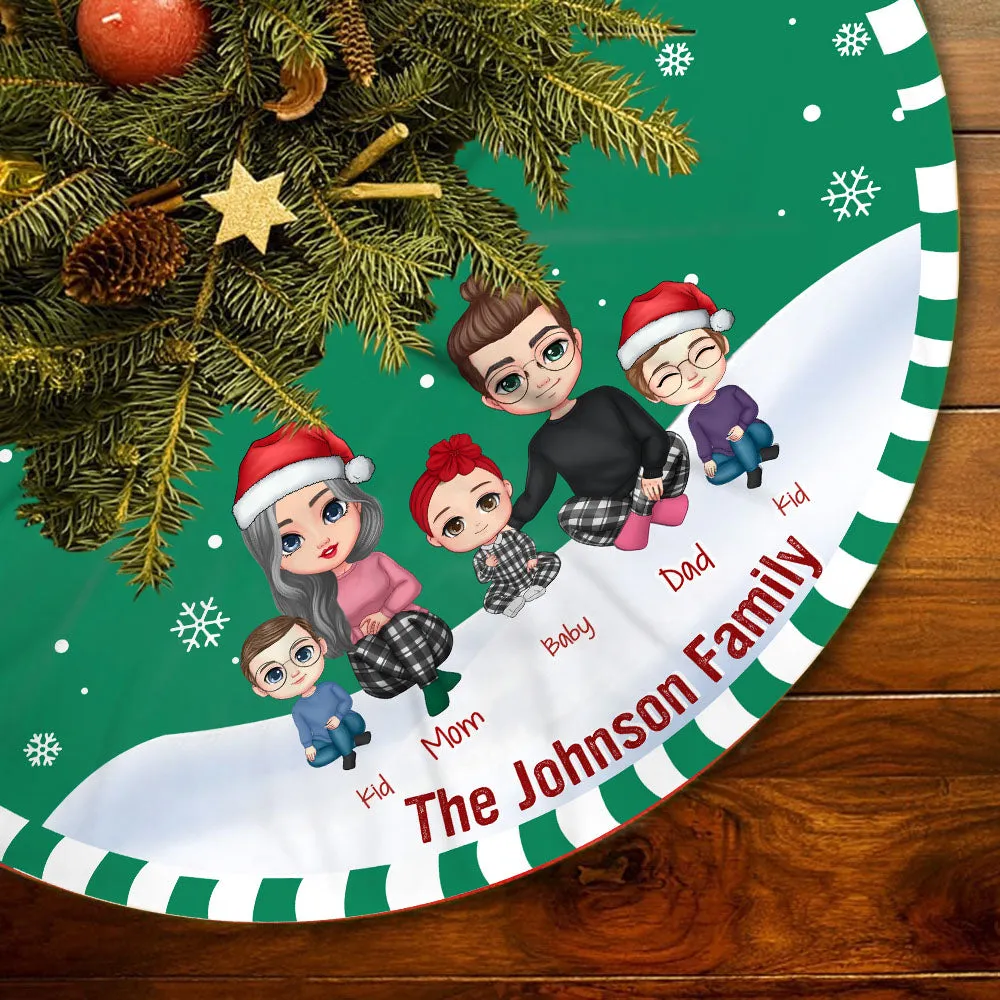Colorful X-mas Weather For Family Personalized Christmas Pencil Tree Skirt