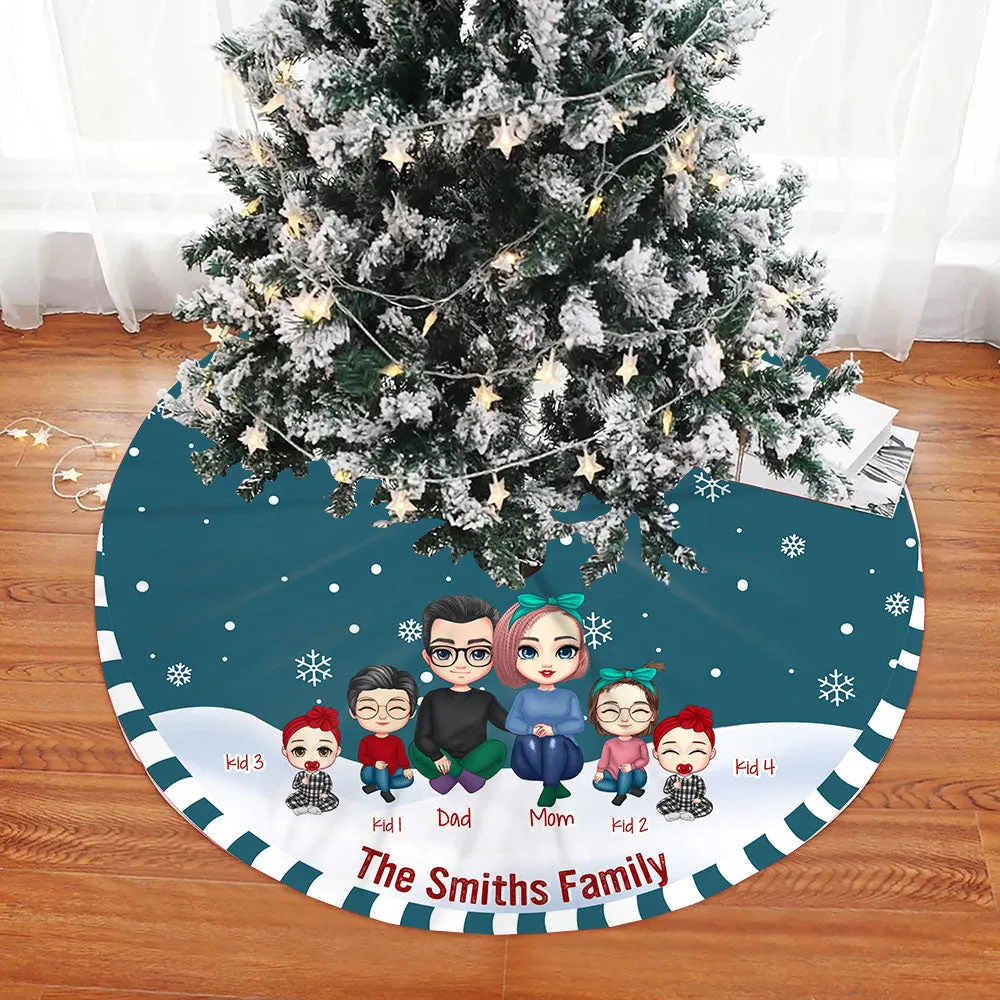 Colorful X-mas Weather For Family Personalized Christmas Pencil Tree Skirt