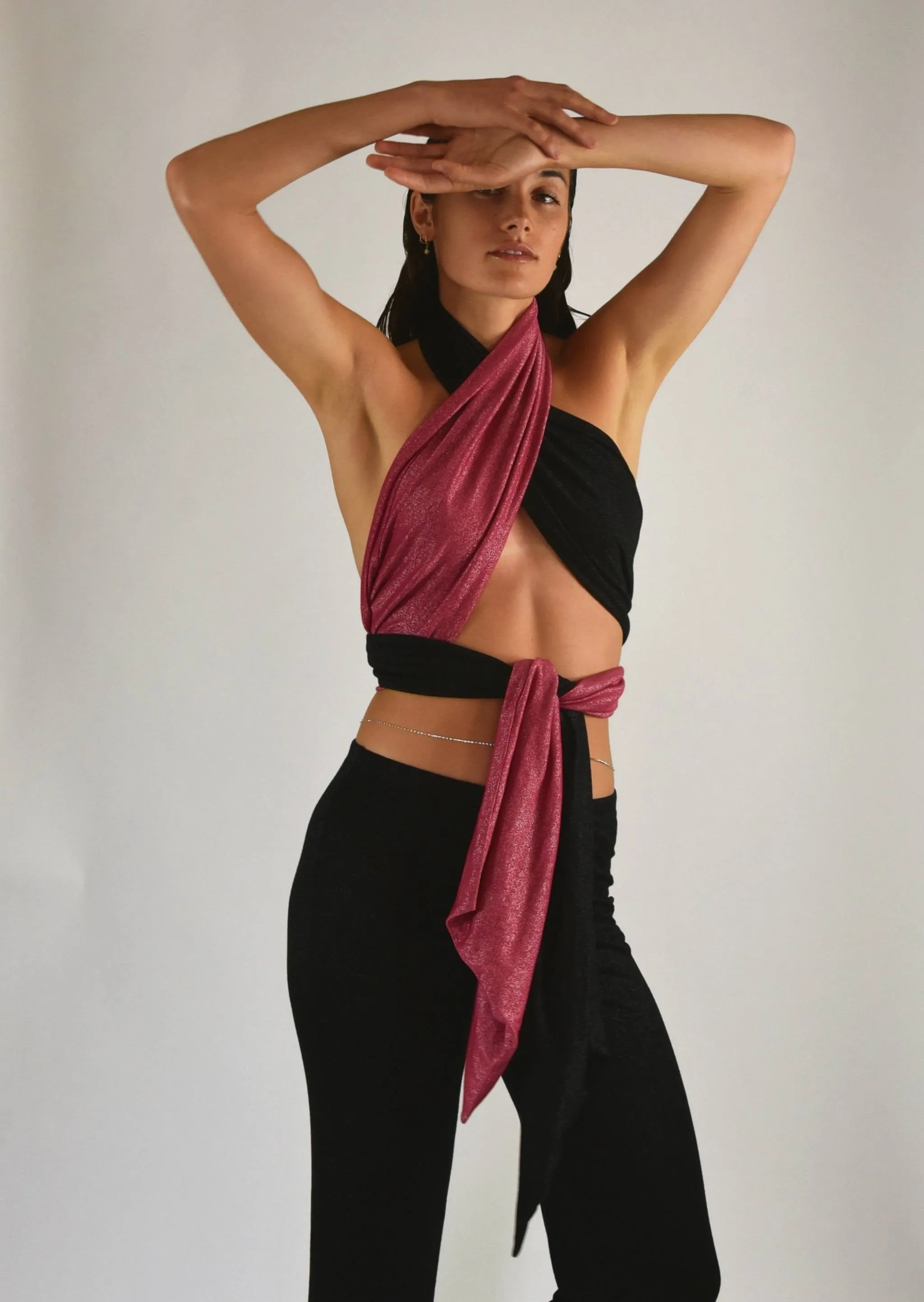 Colour Block Halter Tie Top