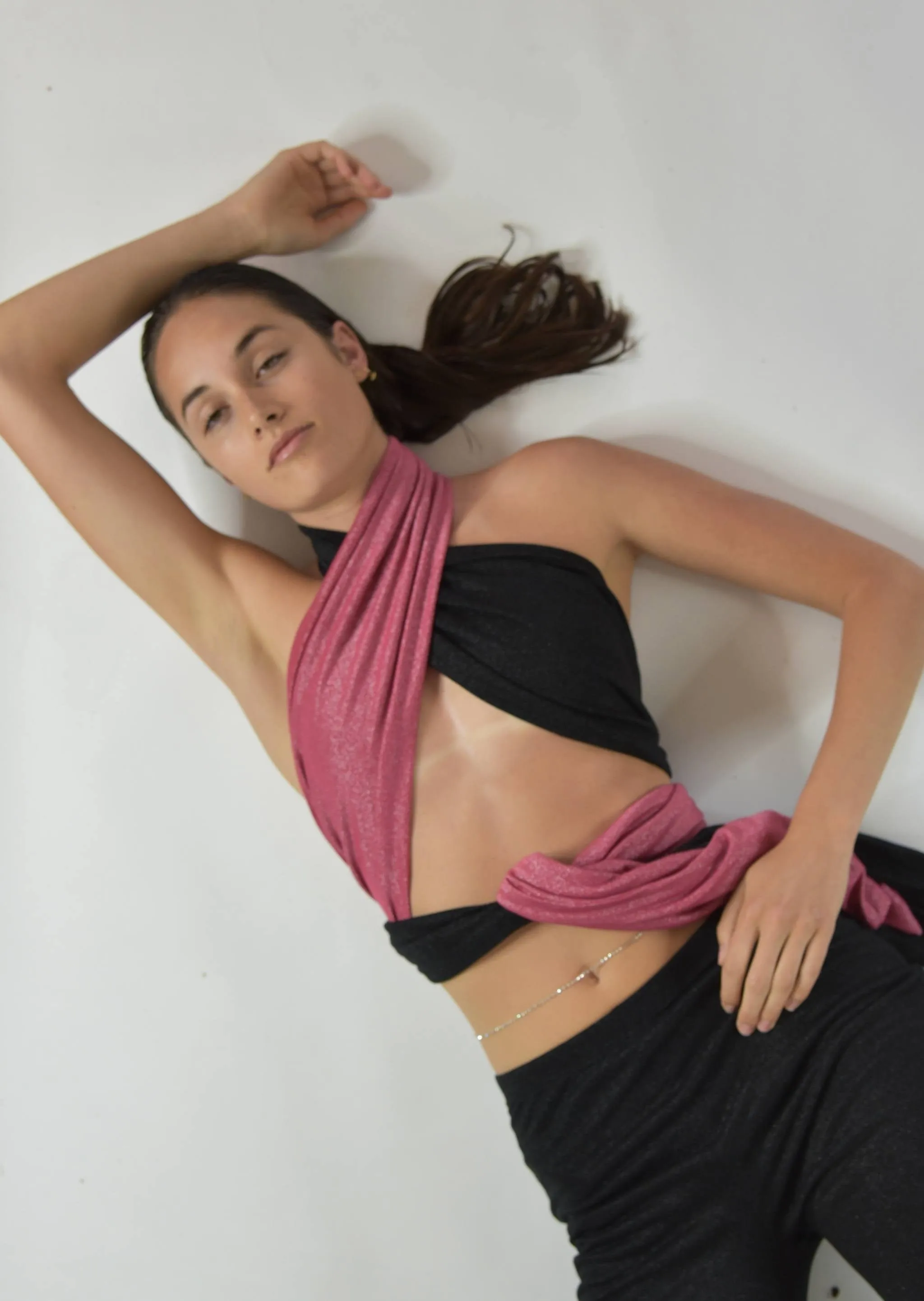 Colour Block Halter Tie Top