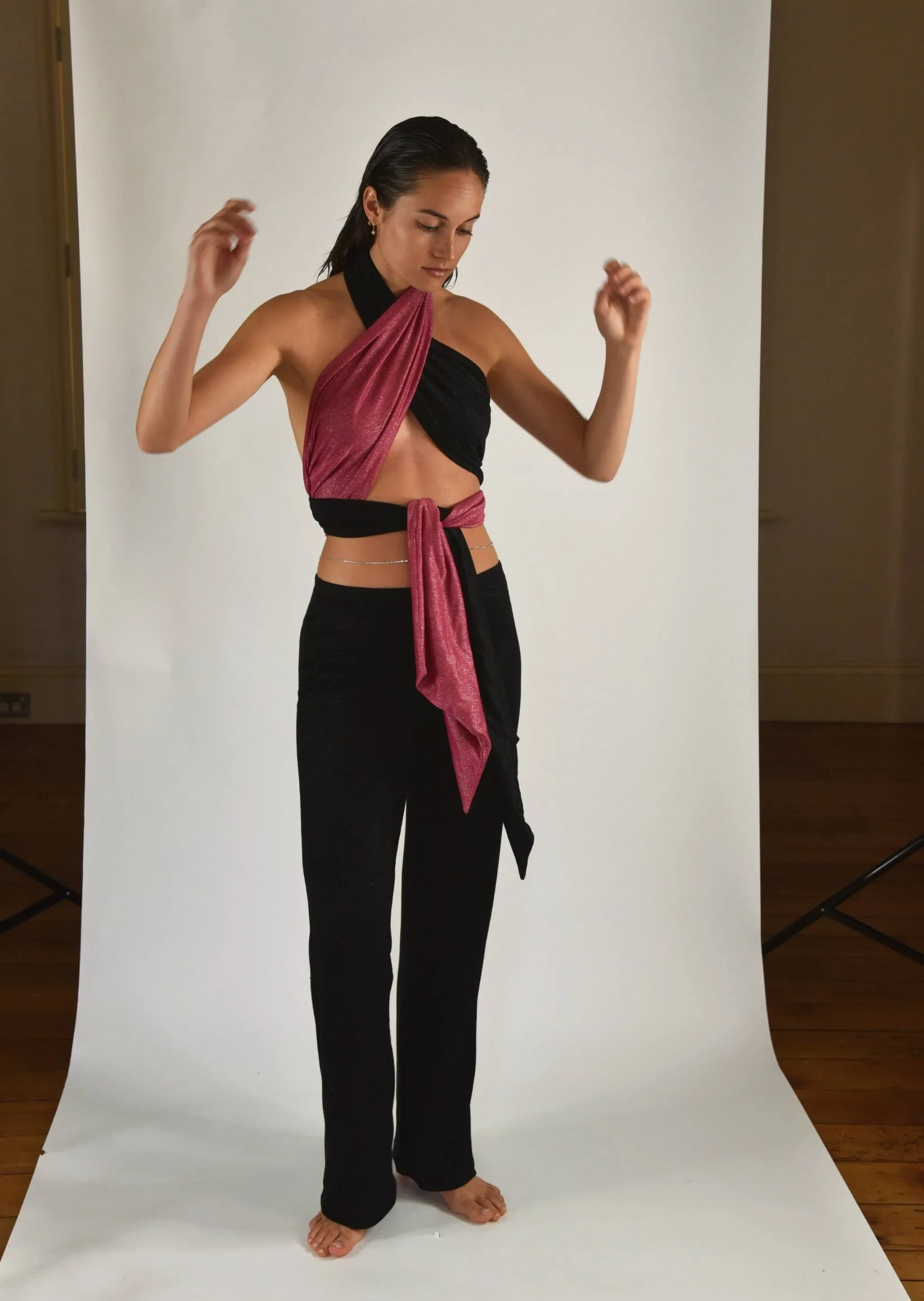 Colour Block Halter Tie Top