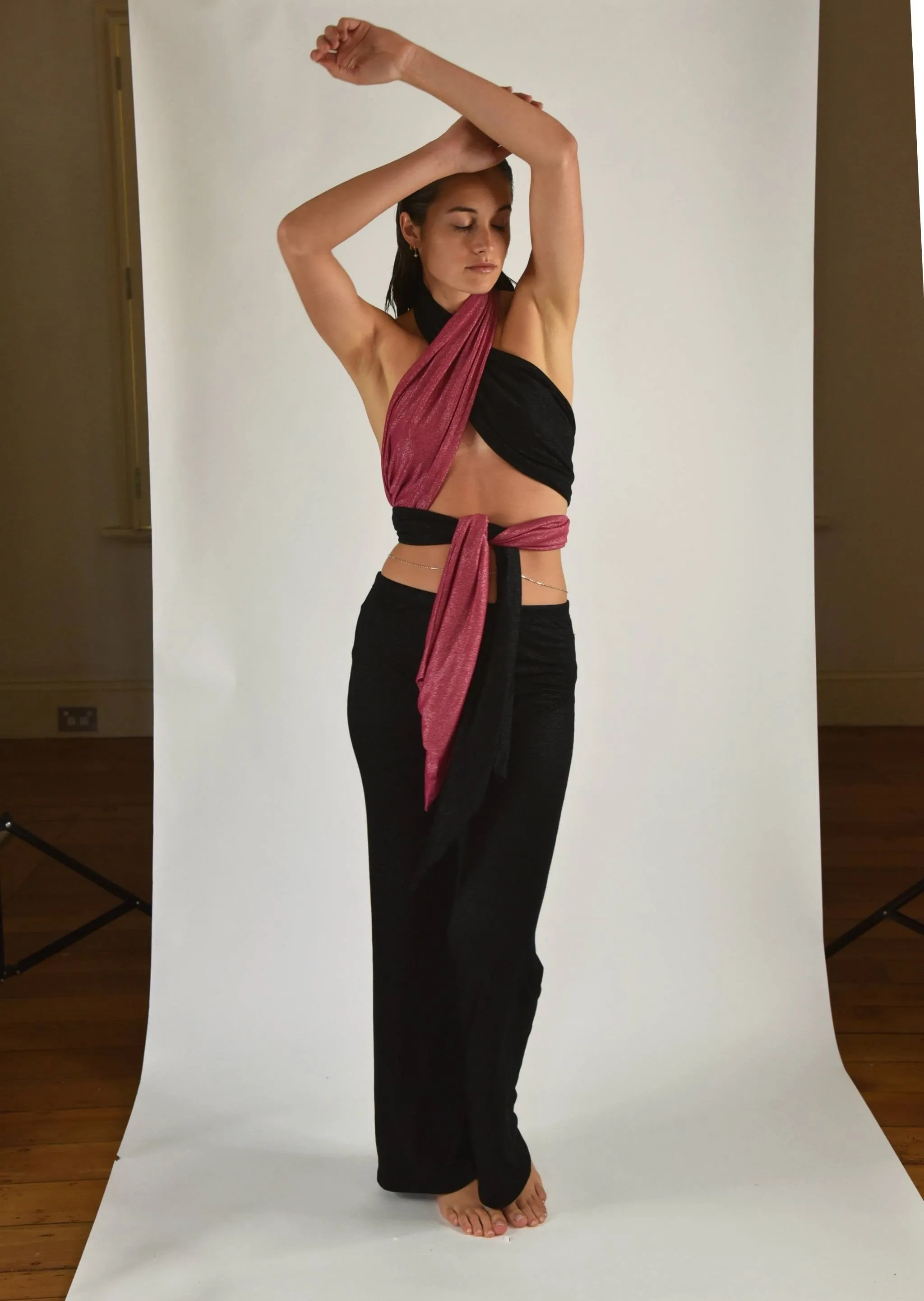 Colour Block Halter Tie Top