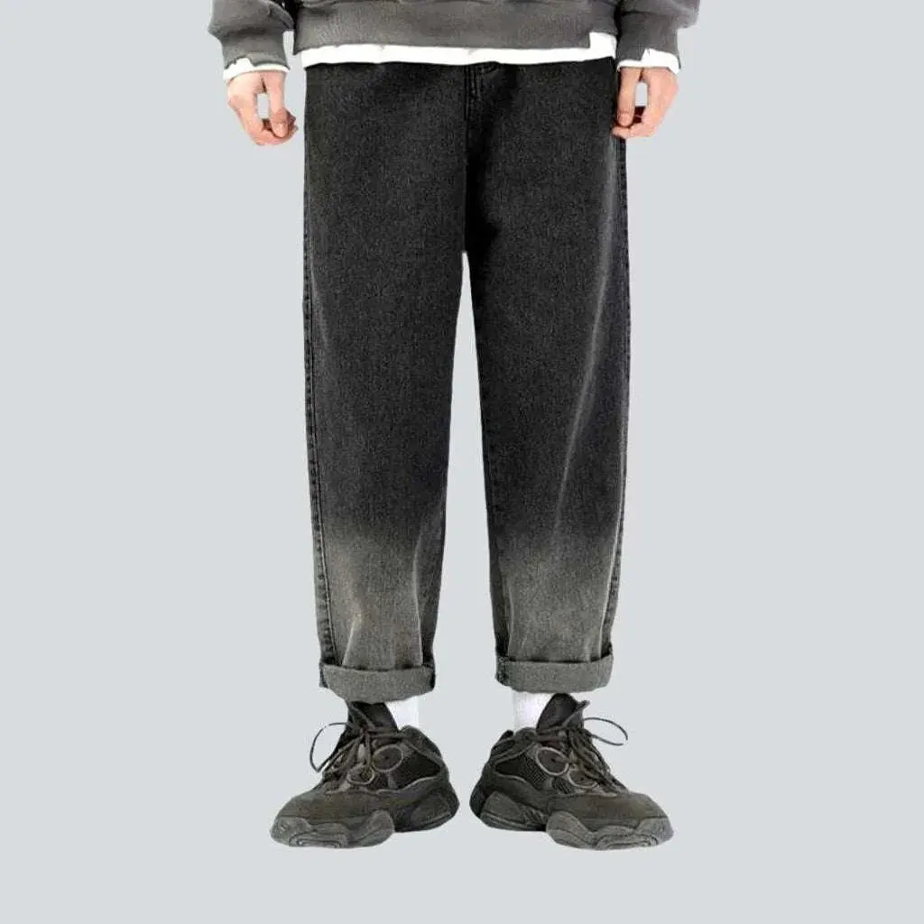 Contrast hem men's baggy jeans