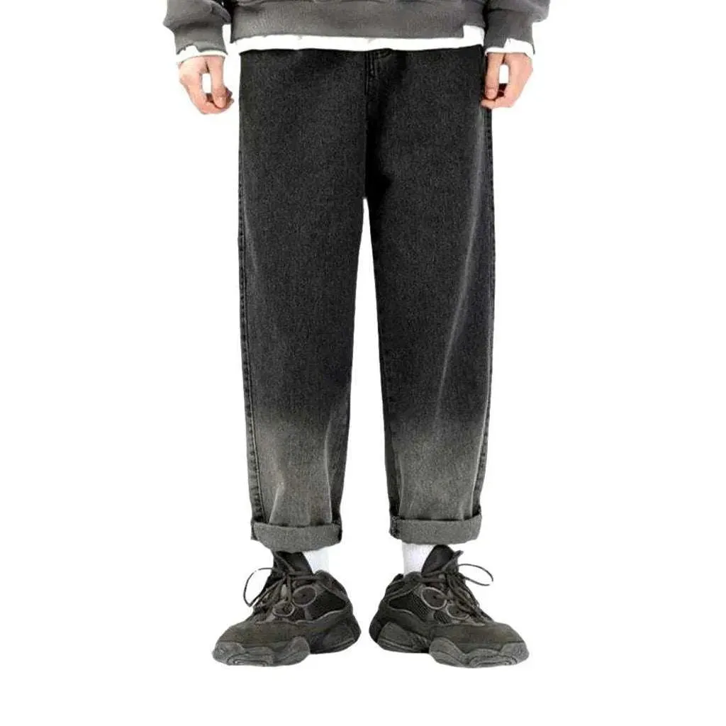 Contrast hem men's baggy jeans