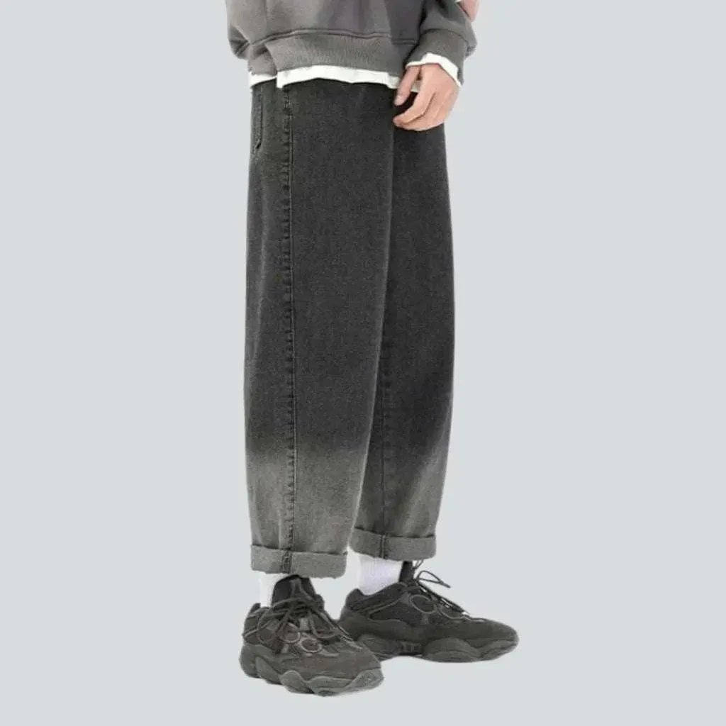 Contrast hem men's baggy jeans