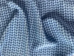 Couture Chevron Fog Cornflower Blue Silk Crepe De Chine (Made in Italy)