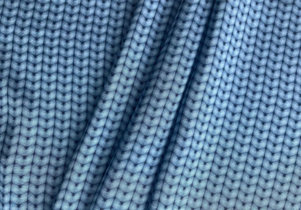 Couture Chevron Fog Cornflower Blue Silk Crepe De Chine (Made in Italy)